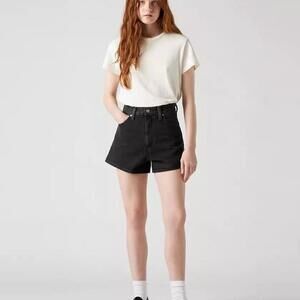Black high-waisted mom shorts denim shorts